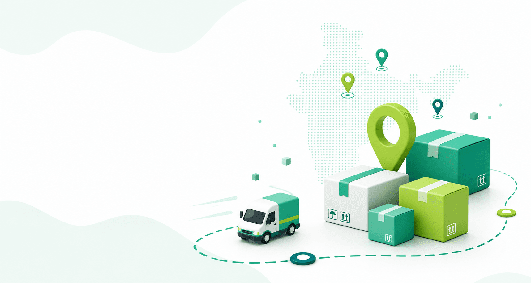 Shipshopy logistics route and parcels illustration
